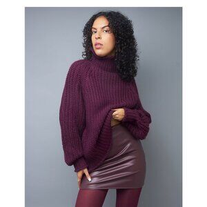 Wine Burgundy Chunky Knit Pullover Sweater Jumper